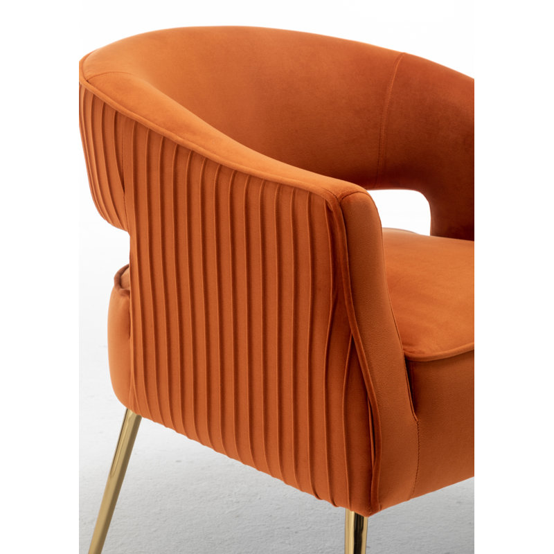 Fauteuil d'appoint en velours Chynna, Velours orange