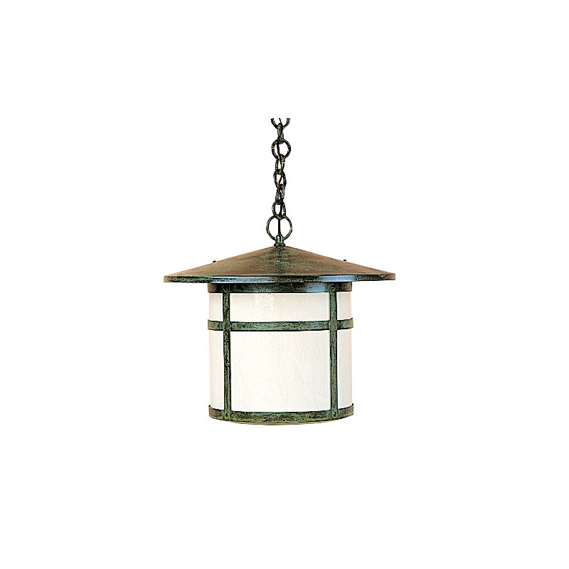  Lanterne Suspendue à 1 Lumière Berkeley, 24.75" H x 14" W, Brun rustique, Blanc Opalescent