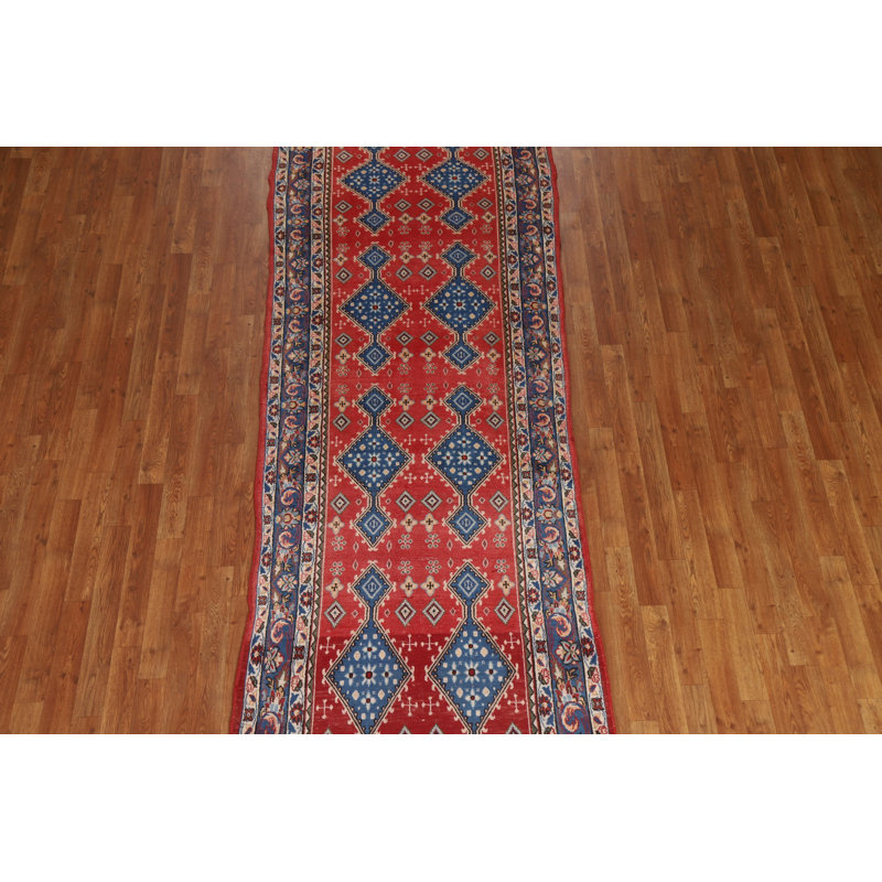 One-of-a-Kind Runner 3'6'' X 10'6'' 1970s Runner Wool Area Rug in Red