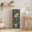 Bibliothèque pivotante à 360° pour enfants avec tableau noir, bibliothèque tournante à 3 niveaux et rangement pour jouets, blanc et naturel