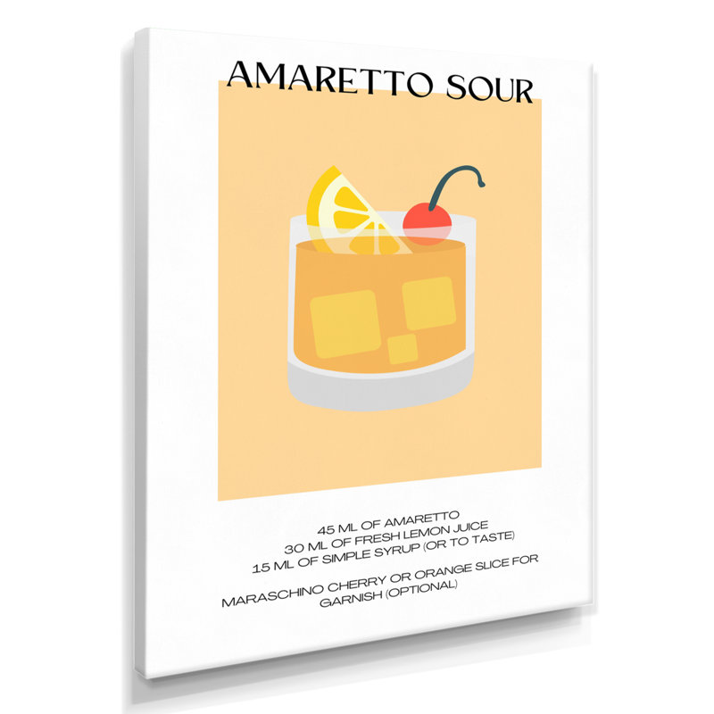 Amaretto Sour Liqueur Recipe - Art mural cocktails, Toile tendue, H 32 po x l 24 po
