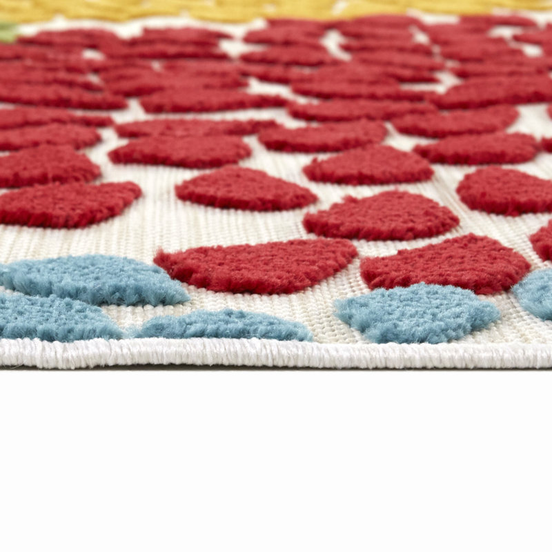 Mattoon Red Abstract Floral Indoor/Outdoor Area Rug, Runner 2' x 7'