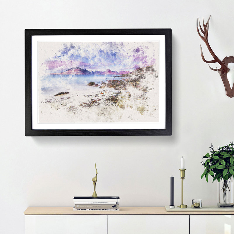 Elgol Village In The Isle Of Skye - Picture Frame Painting, 62cm H x 87cm W x 2cm D, Black Framed