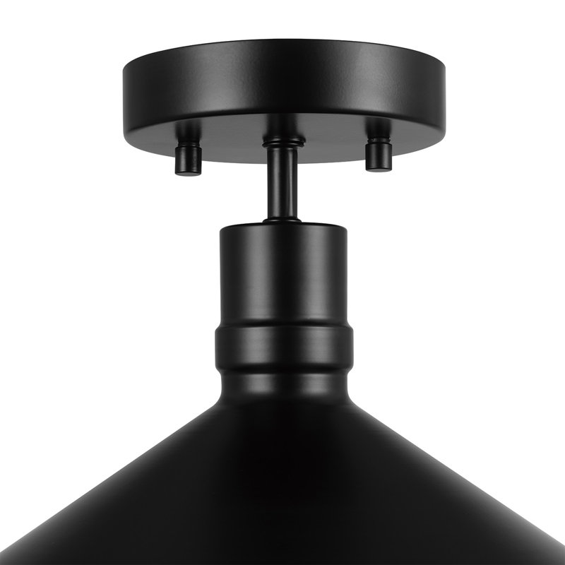 Ladarrell Matte Black 15'' W 1 - Bulb Outdoor Semi Flush Mount