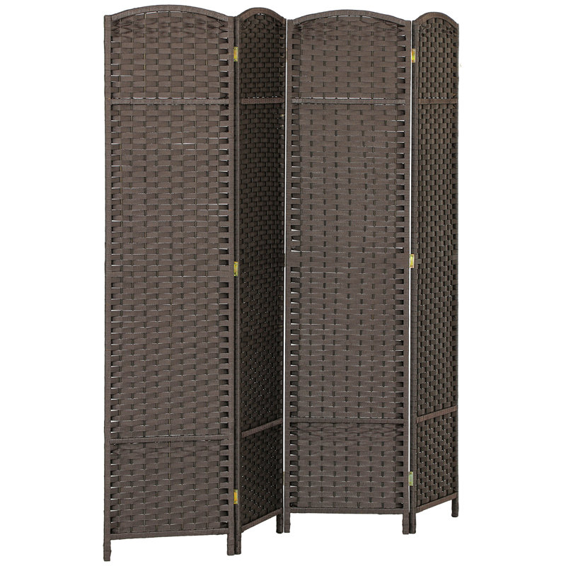 Paravent, écran d'intimité pliable à 4 panneaux, cloison autoportante de 5,6 pi de hauteur pour bureau à domicile, chambre à coucher, brun, bois