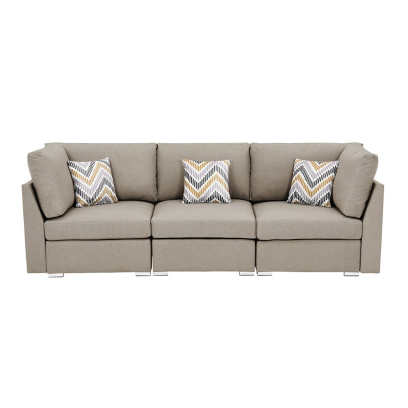Canapé en tissu beige avec coussins Latitude Run®