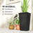 22.8 Inch Set Of 3 Outdoor Planters With Stone Finish And Wheels, Stackable Tapered Planters With Drainage Hole, Black-1811742237