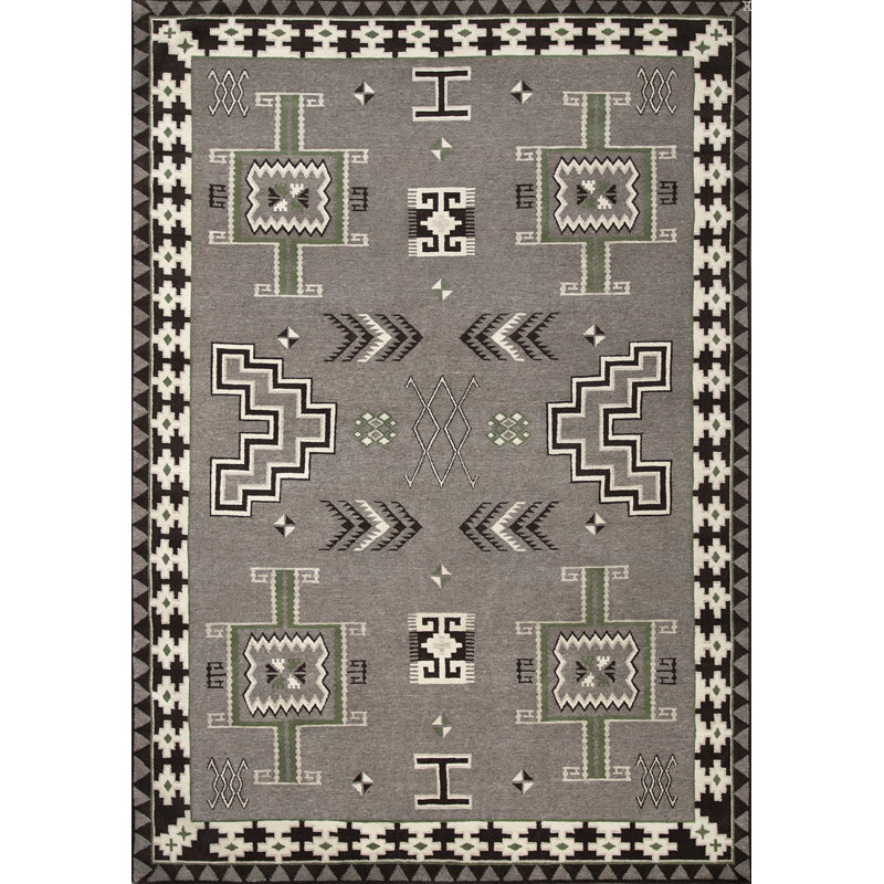 Mesa Hand Knotted Wool Geometric Shapes Area Rug, Rectangle 9' x 12'