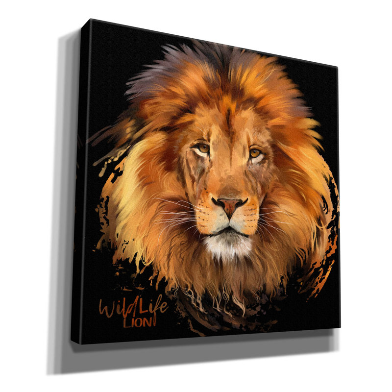«Epic Graffiti» «Lion Portrait» par Kajenna, art mural sur toile 18 po x 18 po
