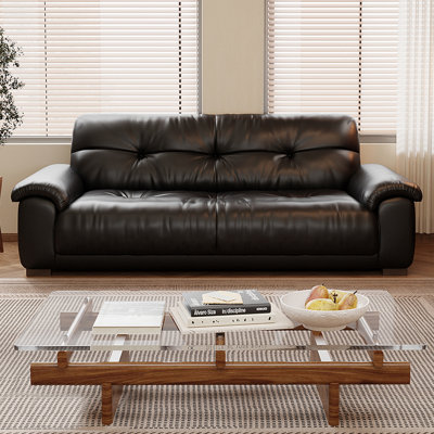 Black Genuine Leather Standard Sofa