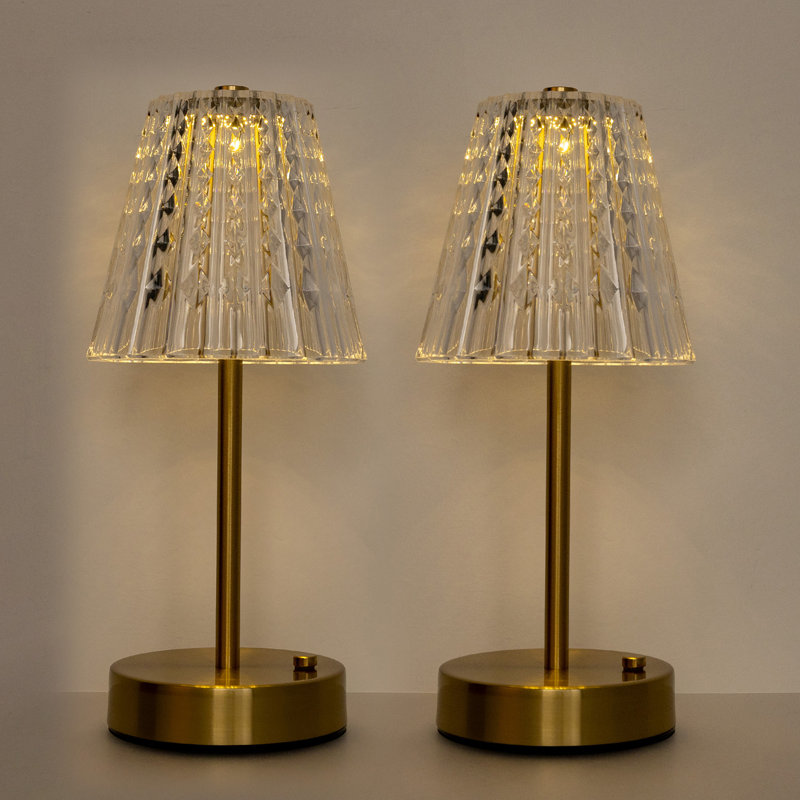 11.4'' Crystal Table Lamps Nightstand Bedside Lamp Dimmable With 3 Colour Lighting