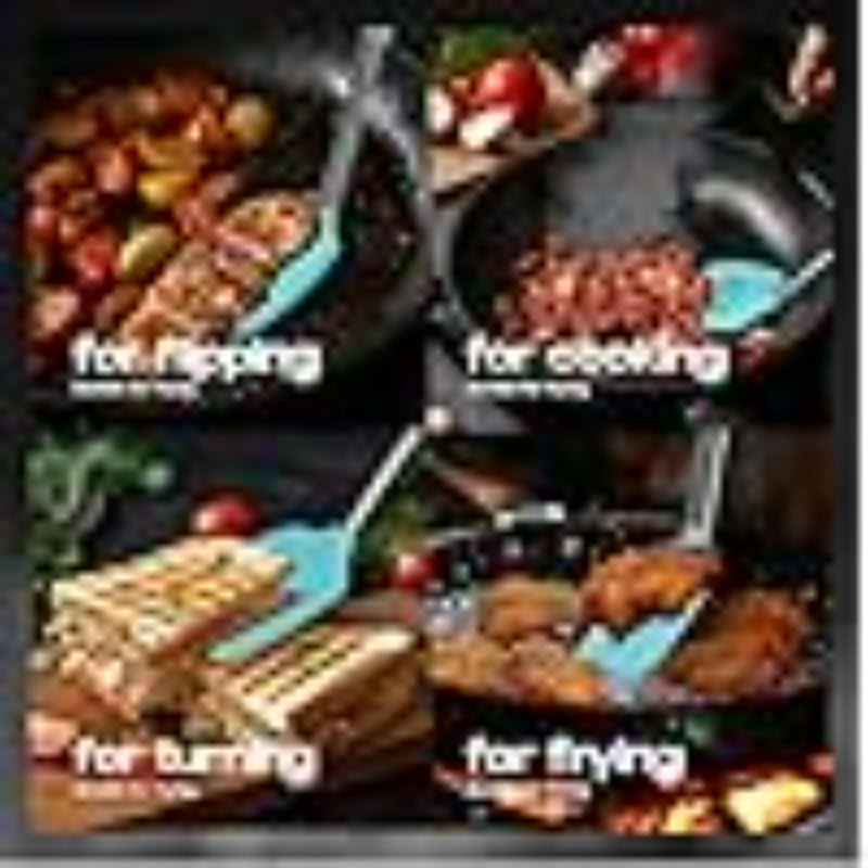 Ensemble de spatules en silicone - Turner Spatules silicone résistant à la chaleur 600 ° F - Spatules en silicone fendues et solides pour la cuisson du poisson, des œufs, des crêpes Flipper - Ensemble d'ustensiles de cuisson en silicone
