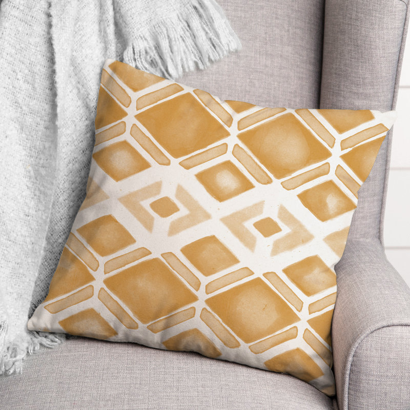 Geometric Outdoor Reversible Throw Pillow, Orange