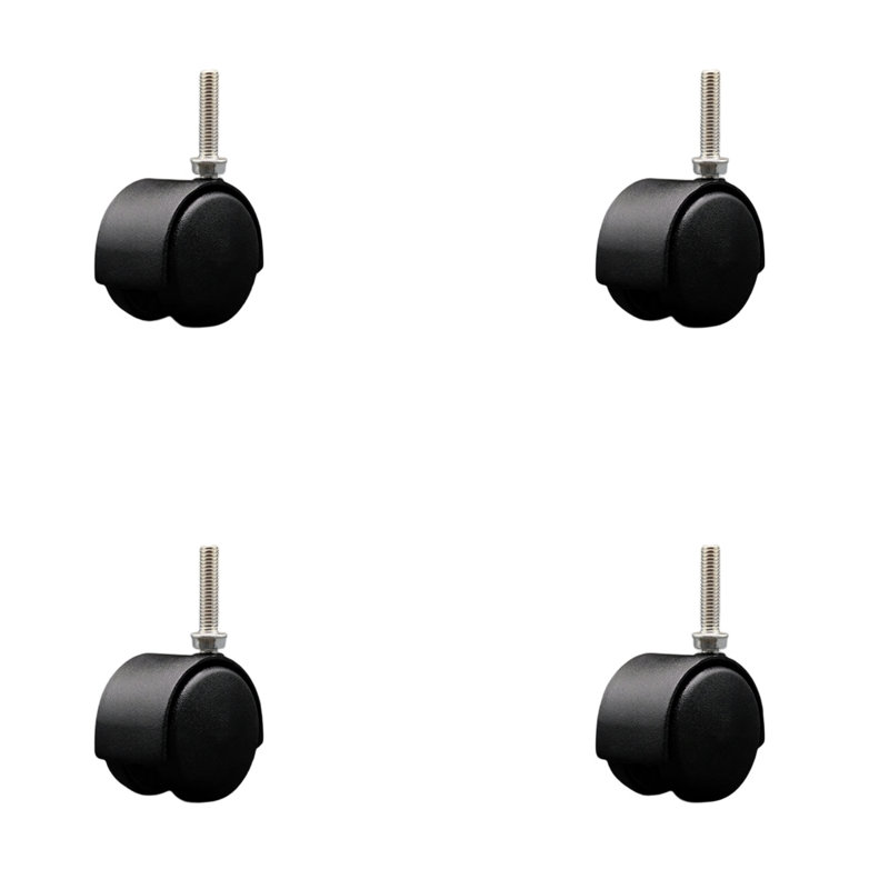 Ensemble de 4 roulettes en nylon noir 2 pouces