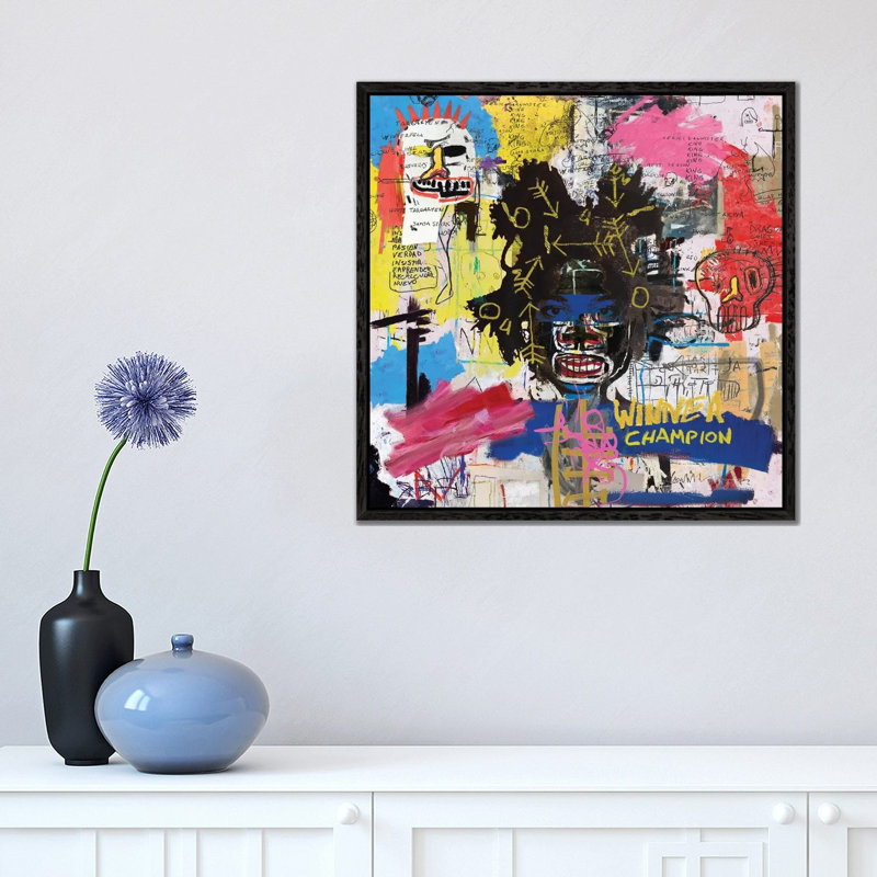 Portrait Of Basquiat - Print on Canvas, 93.98 cm H x 93.98 cm W, Black Framed