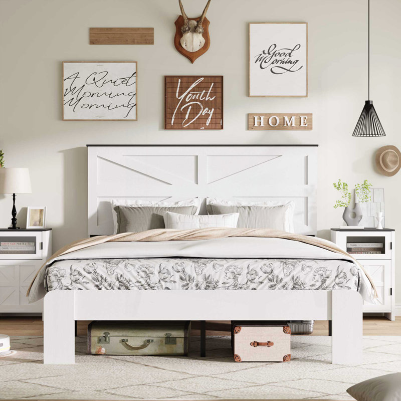 Base de lit plateforme en bois, Grand lit