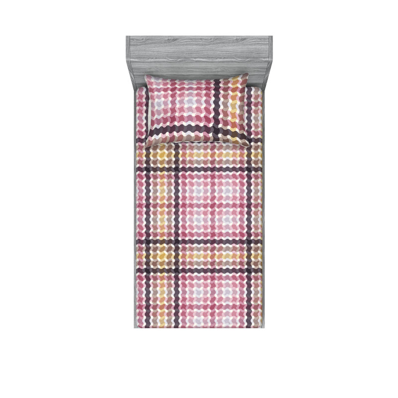 Drap-housse et taie décorative Ambesonne, Ensemble de draps pour lit simple avec 1 taie d'or
