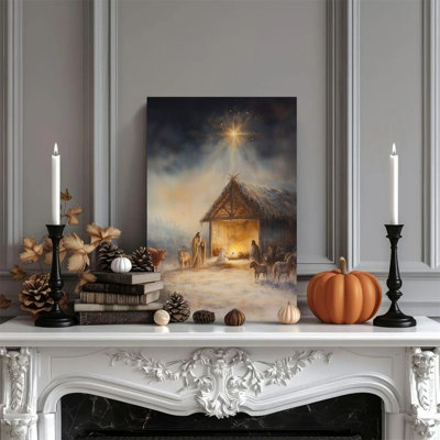 1 piece framed Bernhardina painting of the Birth of Jesus, Bethlehem manger, religious art style, decorative vintage poster for wall, home decor, modern artwork perfect gift for bedroom or living room,