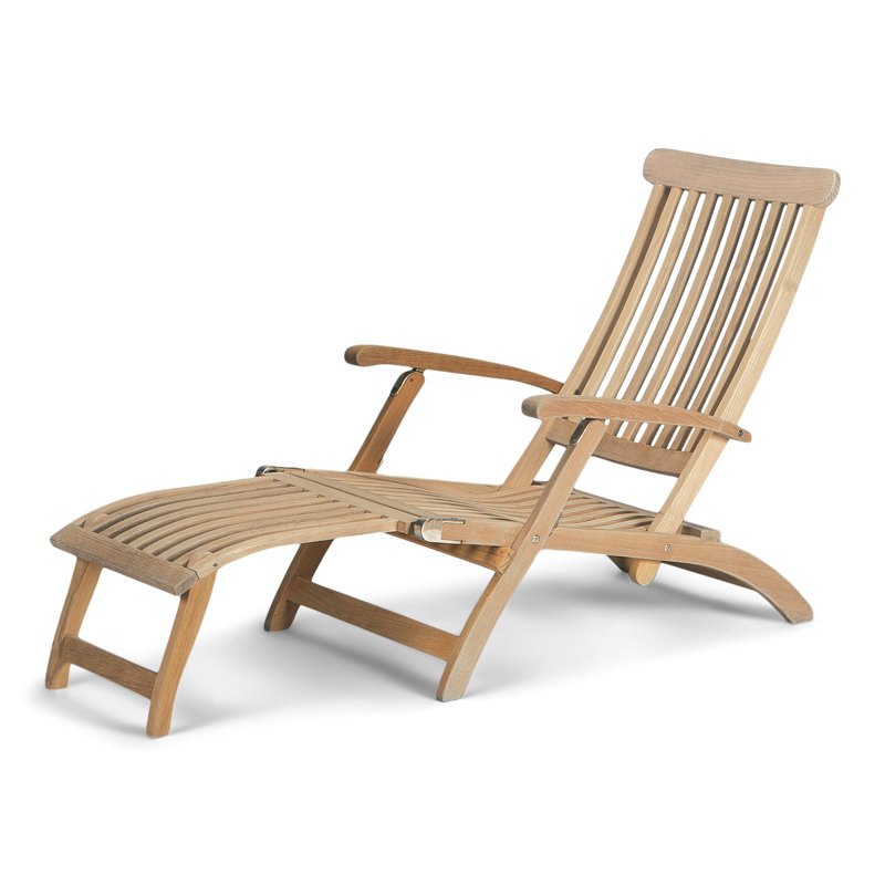 Steamer Reclining Chaise Lounge with Sunbrella Canvas Cushion, Beige