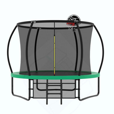 Pumpkin Trampoline, Outdoor Trampoline with Basketball Hoop, Enclosure Net and Ladder