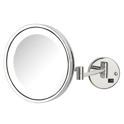 Chong 9.5" Lighted Wall Mount Magnified Makeup Mirror, Direct Wire