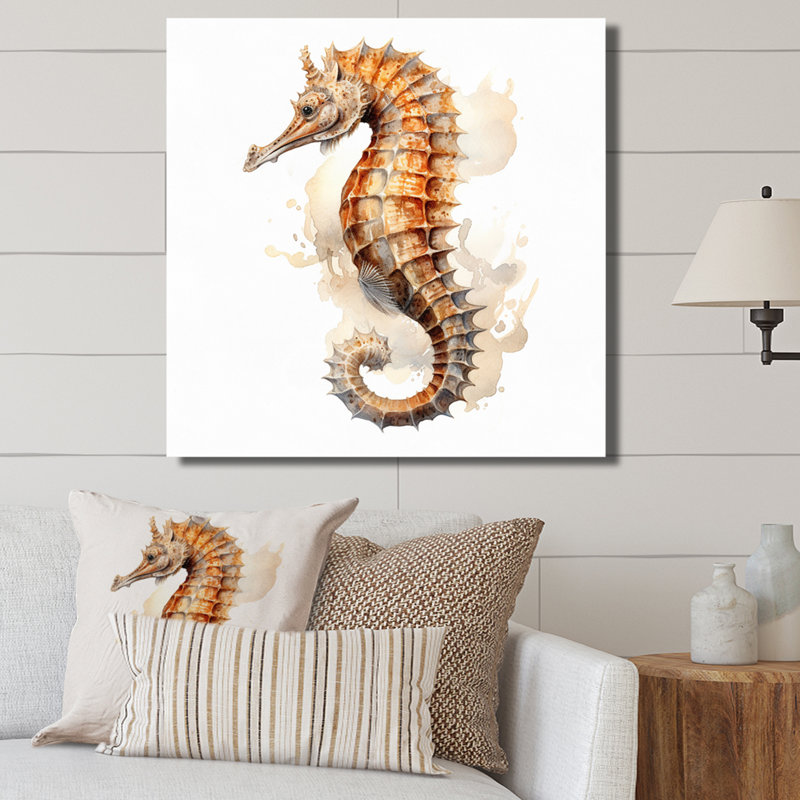 Corail hippocampe II - animaux, art mural sur toile, Toile tendue, 36" H x 36" W