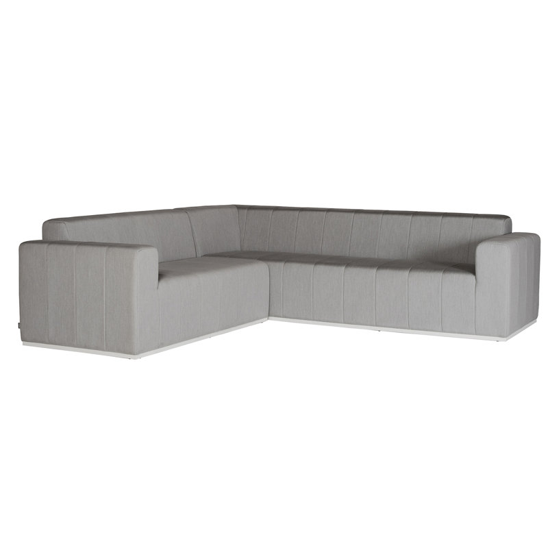 Canapé modulaire gris chiné Sunbrella avec cadre blanc Redondo