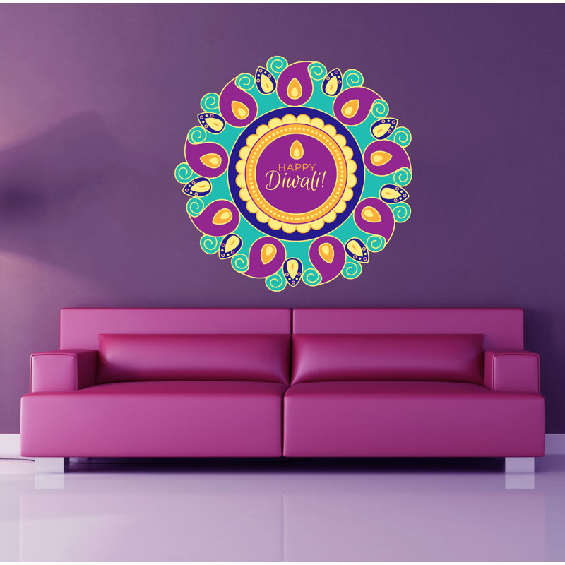 Adhésif mural « Happy » Watercolor, H 33 po x l 33 po
