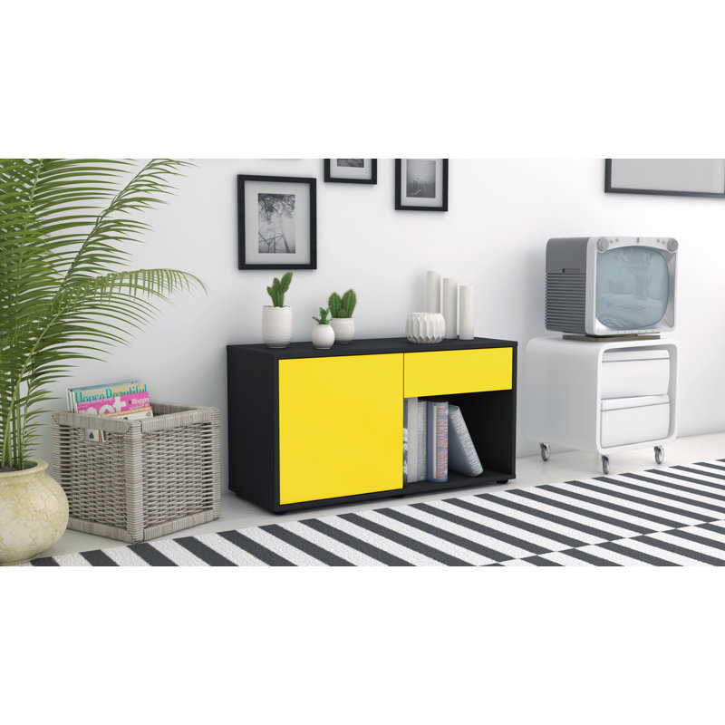 Keyon 92 cm W Chest of Drawers, Yellow / Matte Anthracite