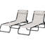 Chaise de plage 2 pièces - filet respirant, 4 inclinables, pliante crème pour chaise longue de plage, cour, extérieur