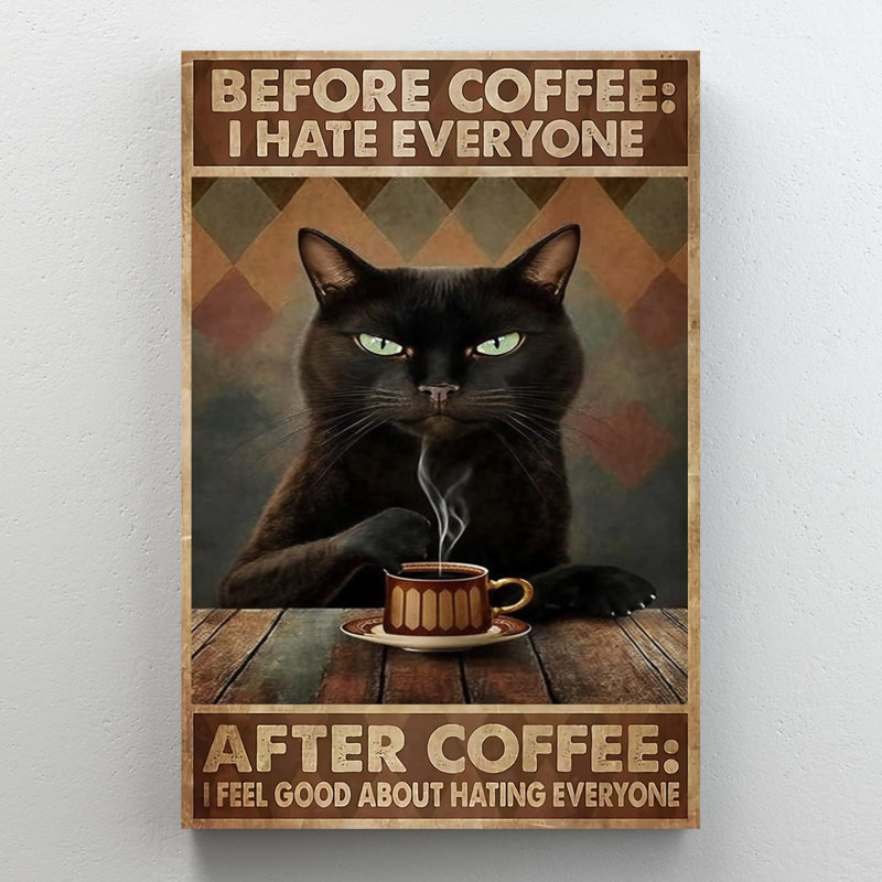«Aldred Before Coffee I Hate Chacun», impression sur toile, H 14 po x l 11 po x P 1,25 po