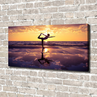 Yoga on the Beach 1 Piece Wrapped Canvas Wall Art