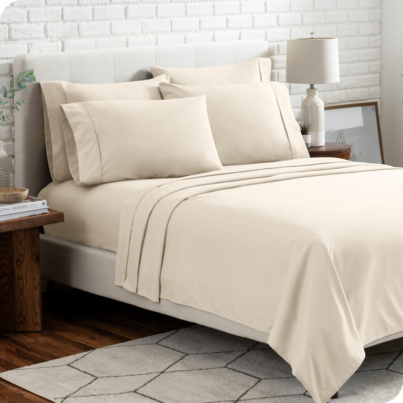 Microfiber Sheet Set with Bonus Pillowcase Set, Sand, Full XL