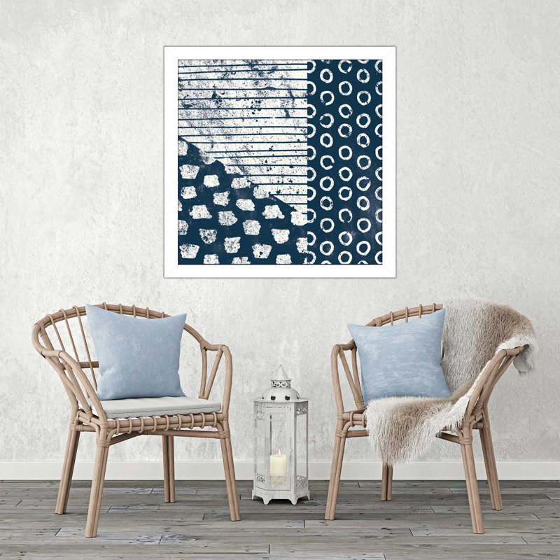 «Mark Make Tile IV», reproduction de peinture acrylique, H 21,5 po x l 21,5 po x P 0,75 po, Cadre blanc