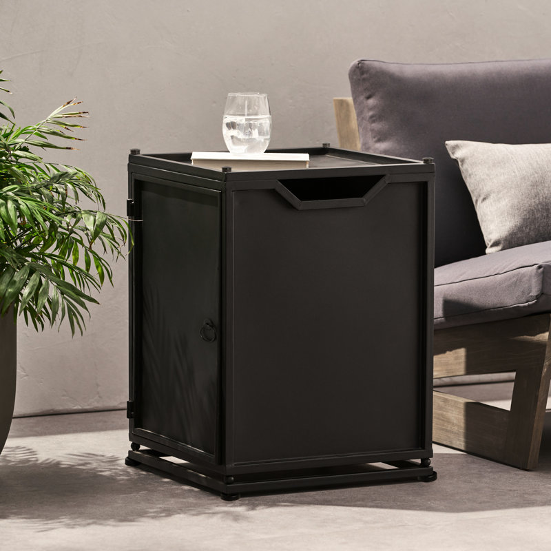 Porte-réservoir d'extérieur en métal noir mat, table d'appoint au look moderne et minimaliste, utilitaire multifonctionnel, fer thermolaqué, largeur de 15,55 po, profondeur, hauteur de 21,74 po, conception, utilisation, structure en fer