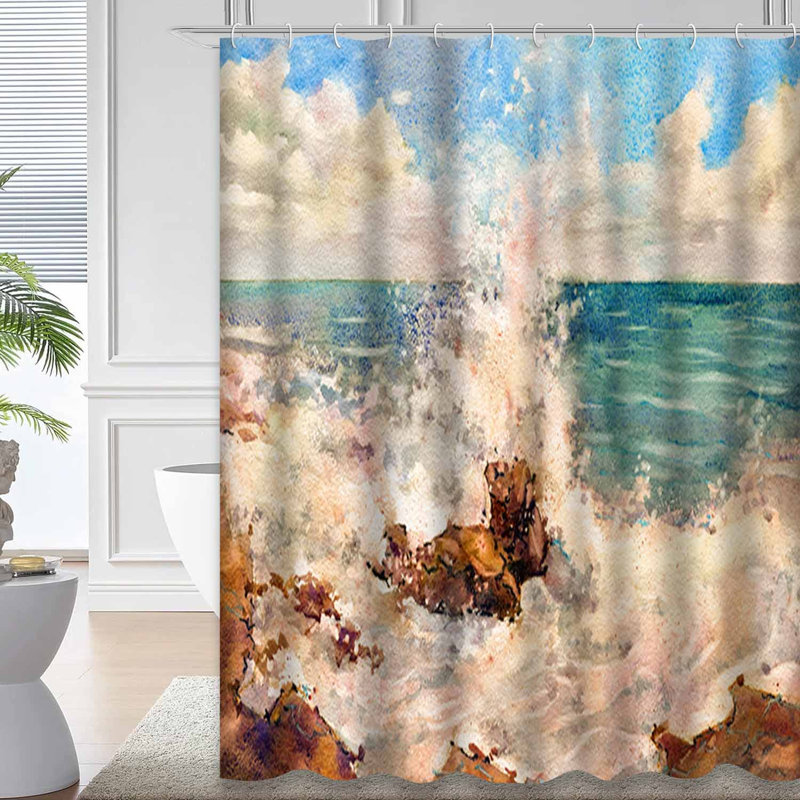 Illustration de 12 vagues à la mer, L 72 po x l 78 po