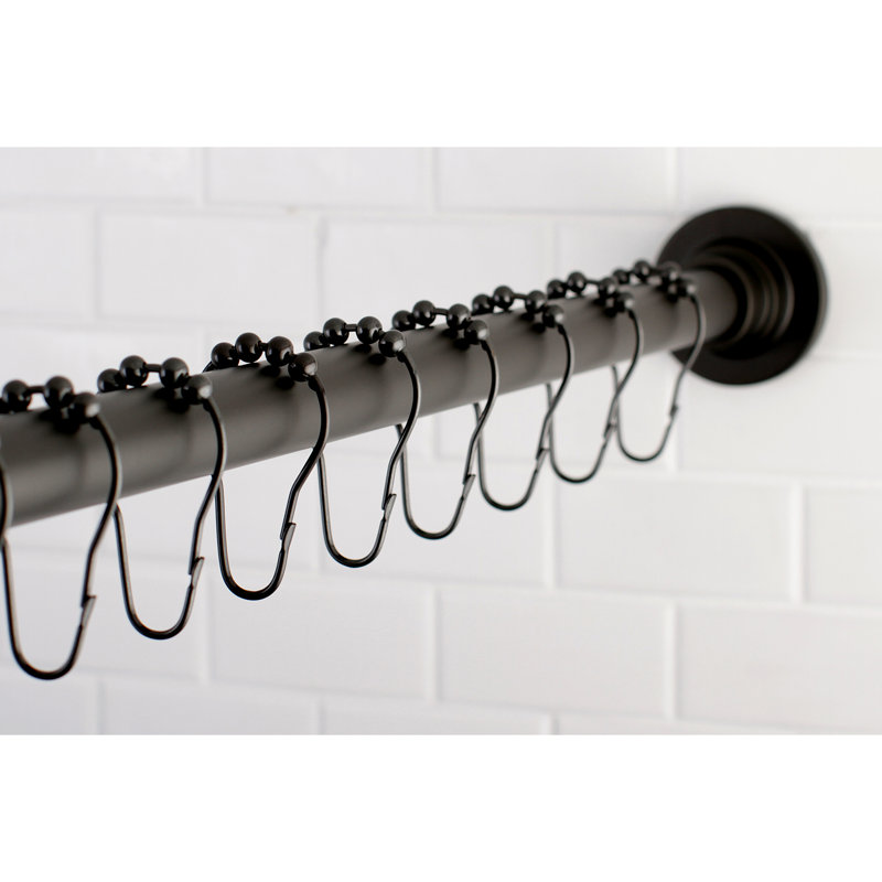 Oil Rubbed Bronze Adjustable Shower Curtain Rod with Roller Ball Rings