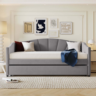 Upholstered Daybed Sofa Bed Twin Size With Trundle -  Everly Quinn, 96C060C452FB477093254796568D6E6C