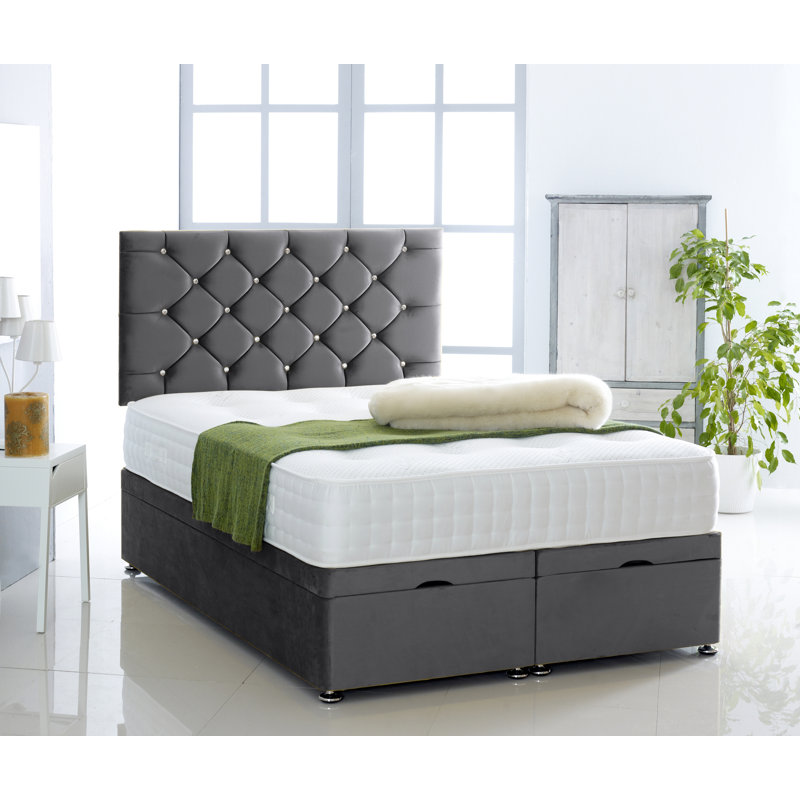 Gillian Upholstered Ottoman Storage Bed, Single (3'), Black