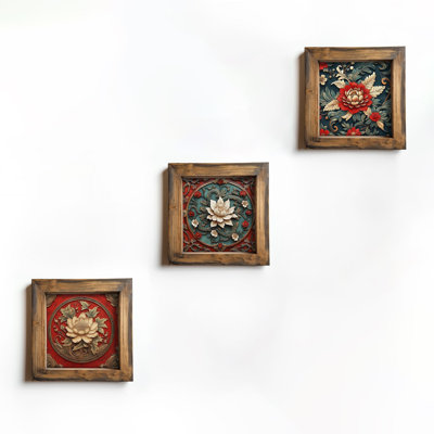 Ensemble de 3 peintures élégantes, 16 x 16 x 0,8 po | 100% panneau de fibres à densité moyenne avec impression UV, encadré en bois d'épinette à 100% | Parfait pour le salon, la chambre à coucher et le bureau, art mural accrocheur