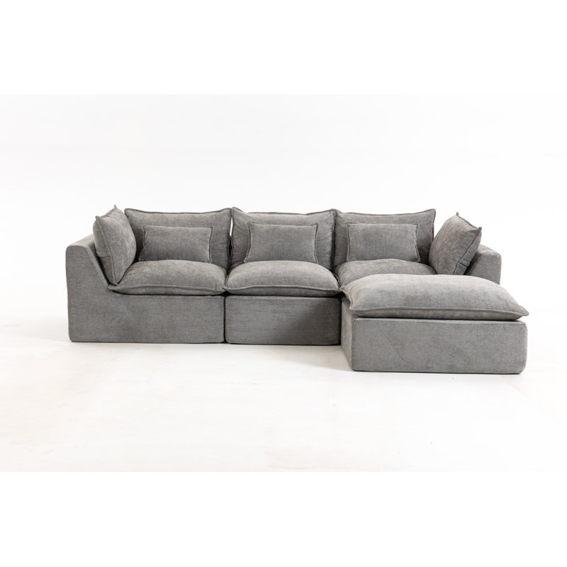 Canapé modulaire modulaire à nuage, canapé à siège profond surdimensionné avec repose-pieds, ensemble de mobilier de salon reconfigurable à 3/4 places
