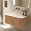 Armoire murale en contreplaqué 36 po avec 1 tiroir, comptoir en pierre frittée Roman Travertine, sans lavabo, sans robinet ni drain-126233796