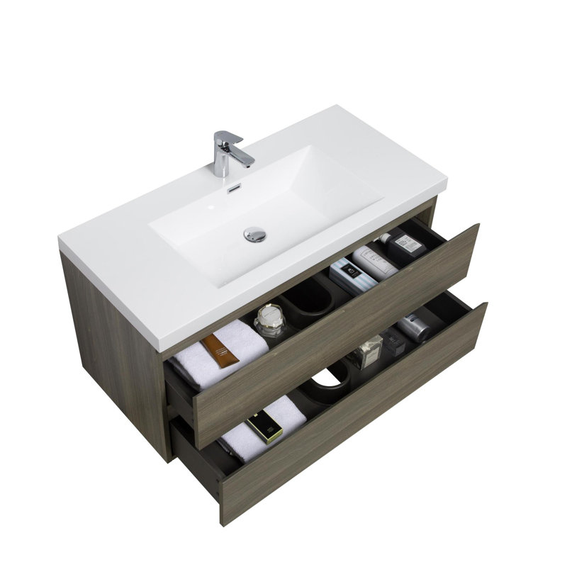 Meuble-lavabo mural, Gris, 42"