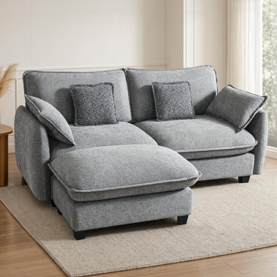 Oversized Modular Sectional Sofa, 2 Seat L Shaped Cloud Sectional Couch with Ottoman