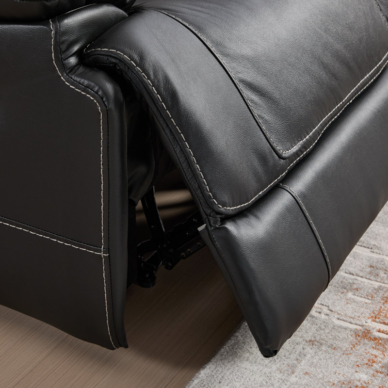 Canapé inclinable en cuir véritable 60 po, Black
