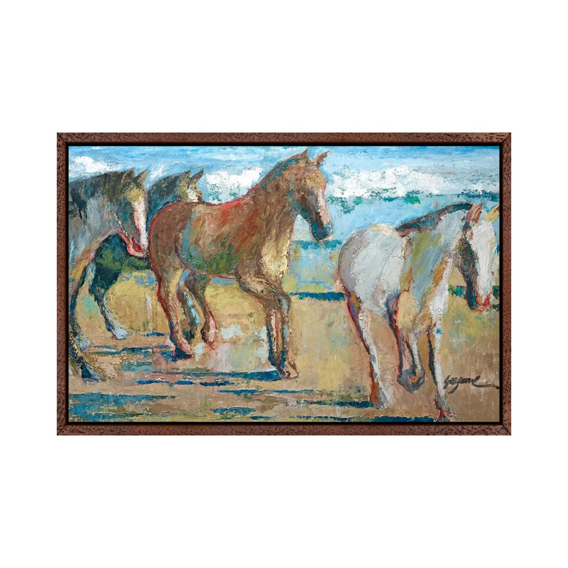 Caballos En La Playa by Suzanne Wilkins - Gallery-Wrapped Canvas Giclée on Canvas, Classic Wood Floater Framed