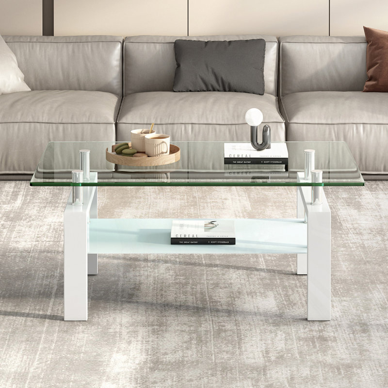Table basse en verre, Blanc