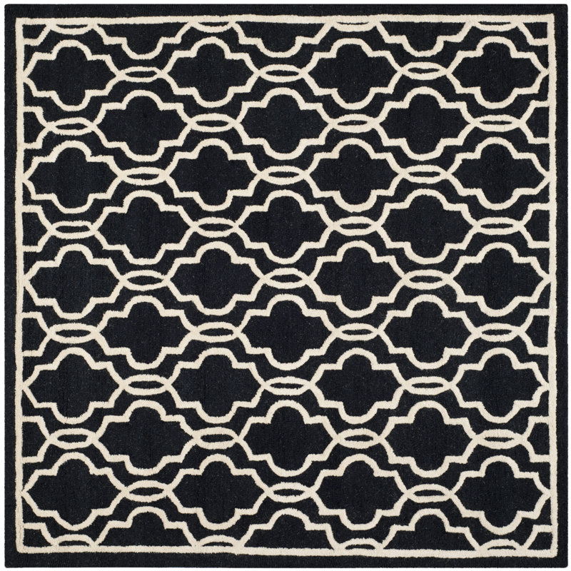 Cannen Hand Tufted Wool Geometric Rug, Square 6'