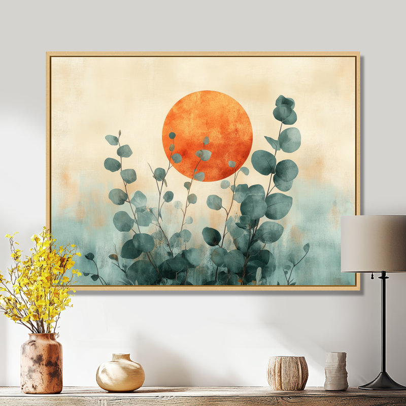 Art mural eucalyptus, toile botanique sauge, Deibel, H 30 po x l 40 po, Natural Floater Framed