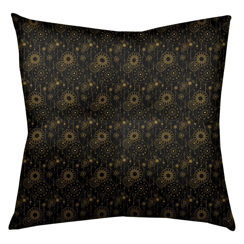 Coussin de sol carré Katelyn Elizabeth, 26 po x 26 po, Noir / or